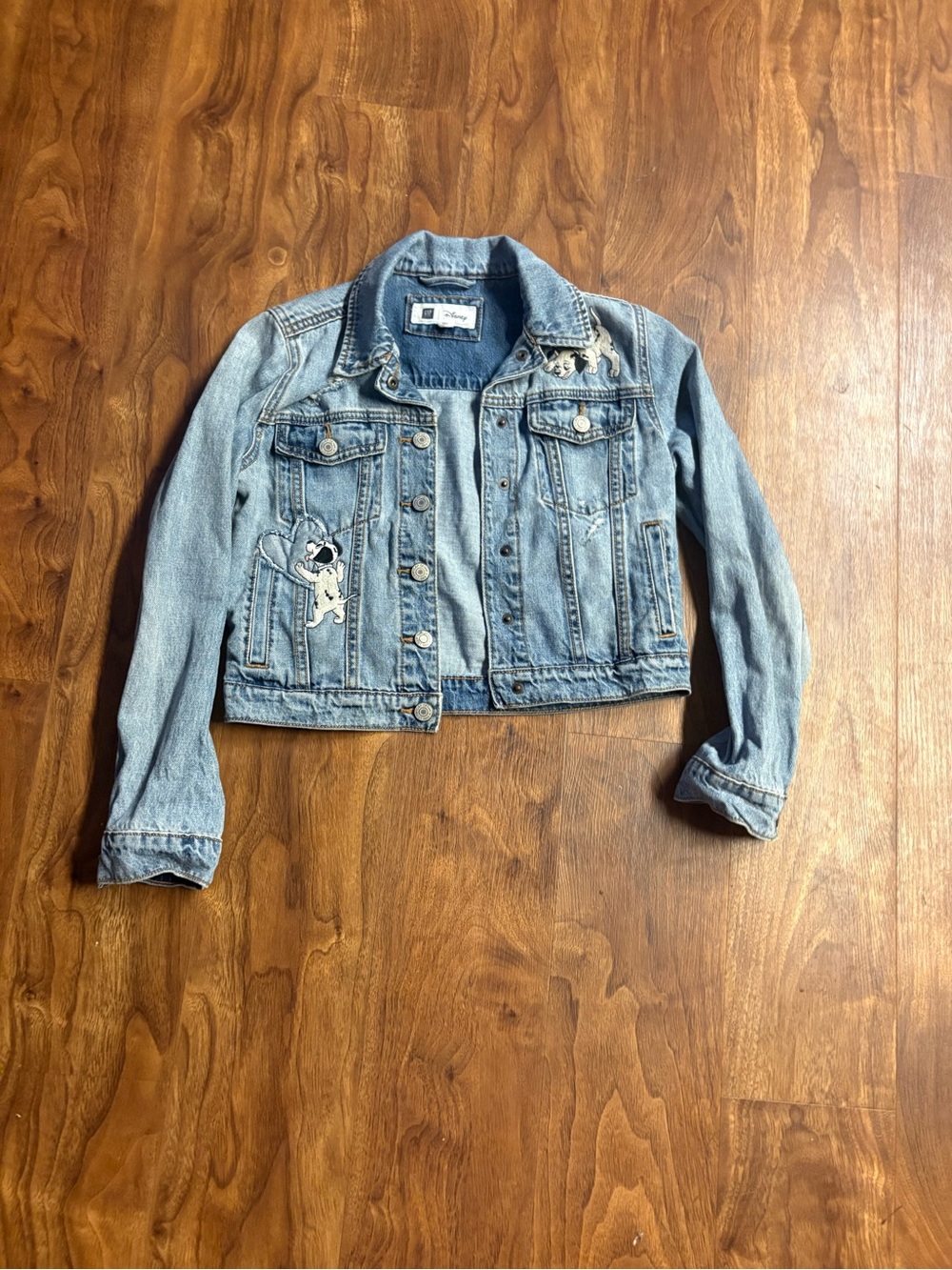 Gap Kids x Disney 101 Dalmatians Distressed Denim Jacket - Size XL (12)
